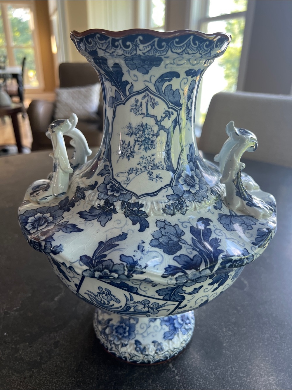 Rare Blue and White Floral Faience Vase
German 1930